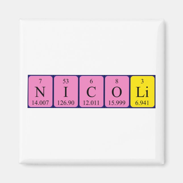 aimant de nom de table périodique Nicoli (Devant)