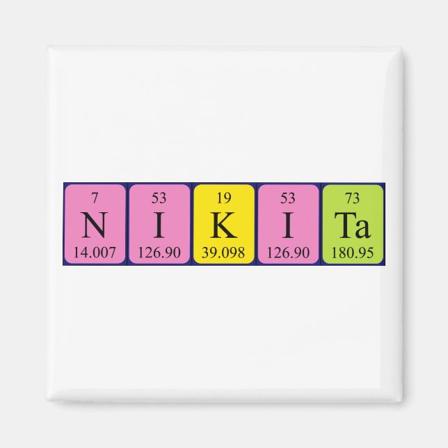aimant de nom de table périodique Nikita (Devant)