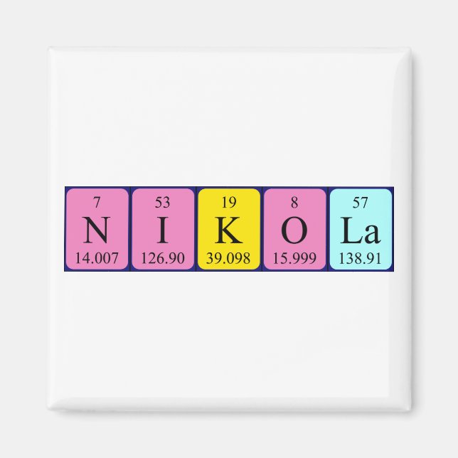 Aimant de nom de table périodique Nikola (Devant)
