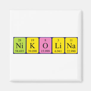 aimant de nom de table périodique Nikolina