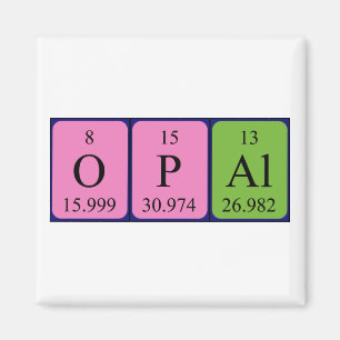 Aimant de nom de table périodique opale