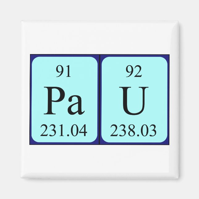 Aimant de nom de table périodique Pau (Devant)