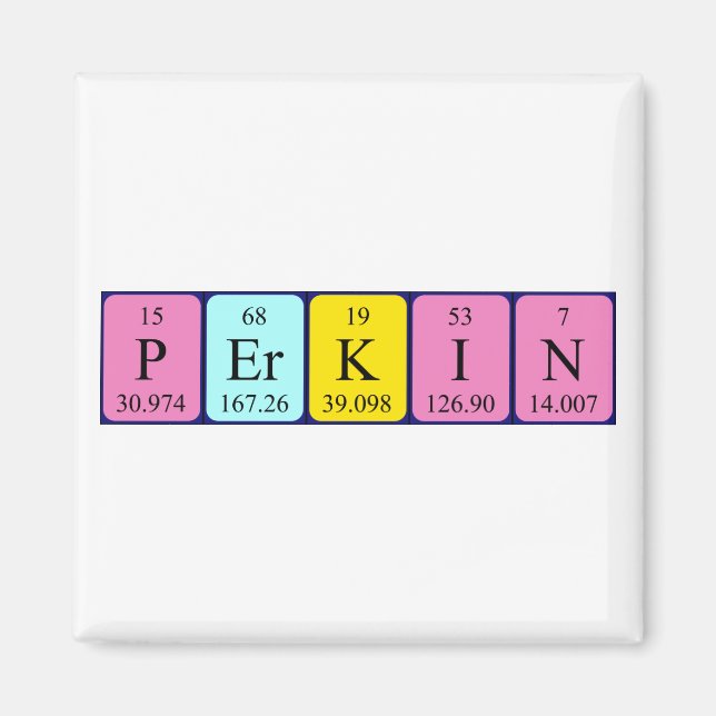 aimant de nom de table périodique Perkin (Devant)