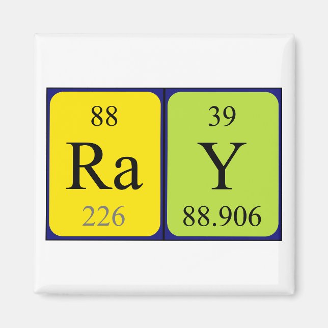 Aimant de nom de table périodique Ray (Devant)