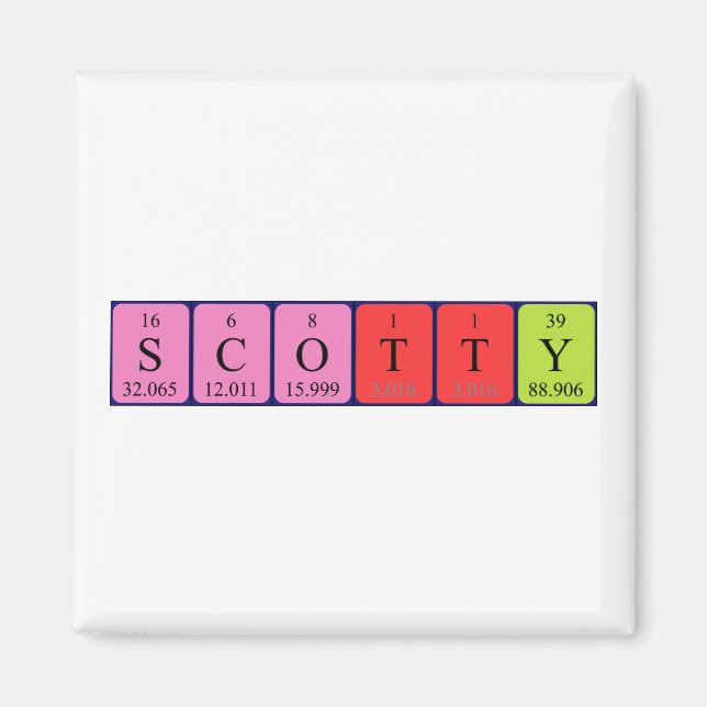 Aimant de nom de table périodique Scotty (Devant)