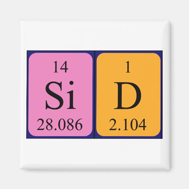 Aimant de nom de table périodique Sid (Devant)