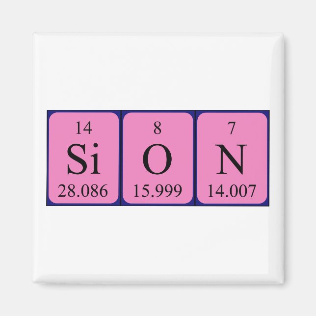 Aimant de nom de table périodique Sion (Devant)
