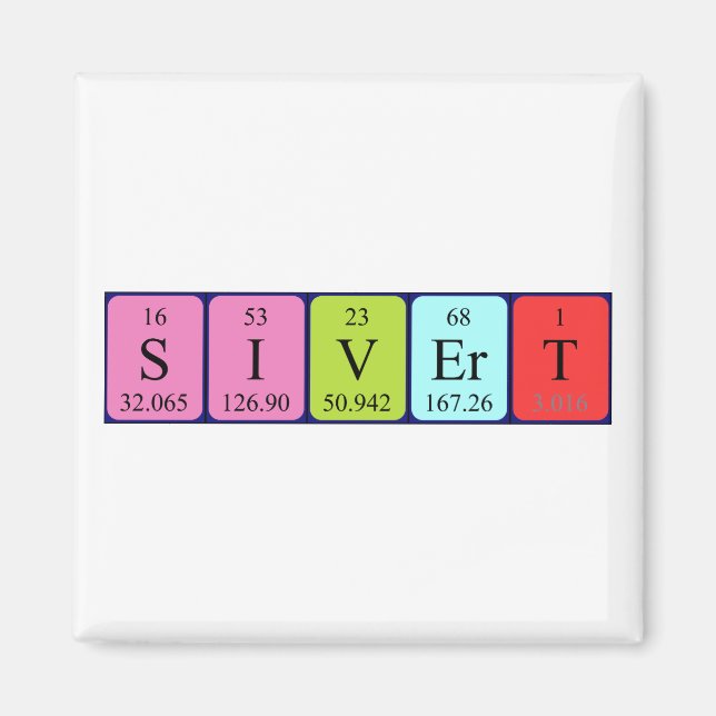 Aimant de nom de table périodique Sivert (Devant)