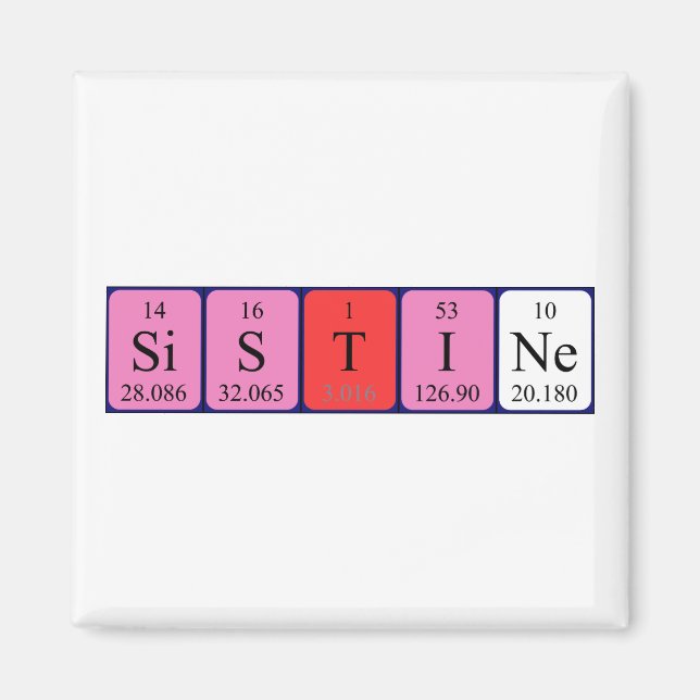 Aimant de nom de table périodique Sixtine (Devant)
