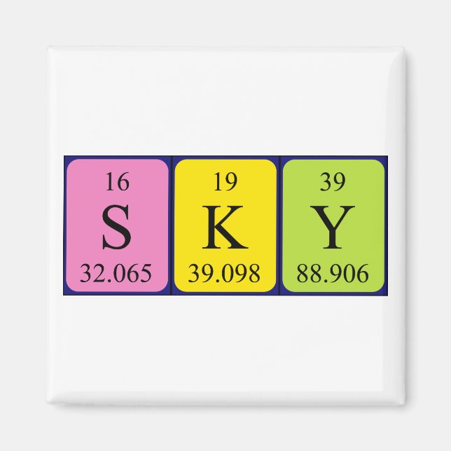 Aimant de nom de table périodique Sky (Devant)