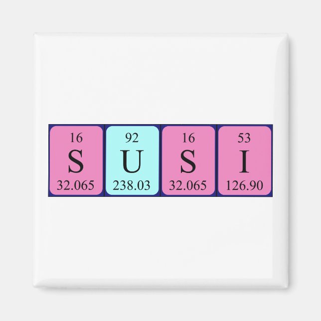 Aimant de nom de table périodique Susi (Devant)