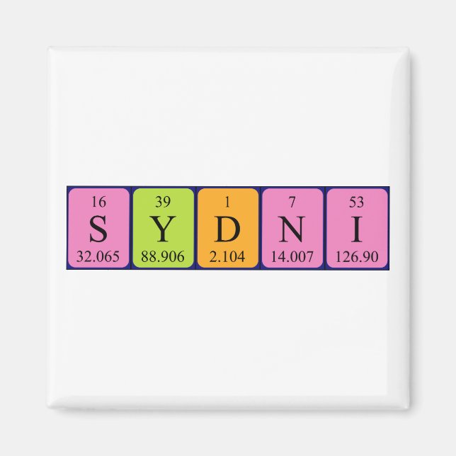 Aimant de nom de table périodique Sydni (Devant)