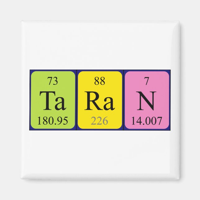 Aimant de nom de table périodique Taran (Devant)