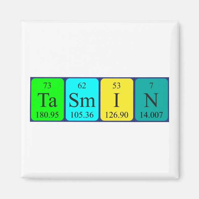 aimant de nom de table périodique Tasmin (Devant)