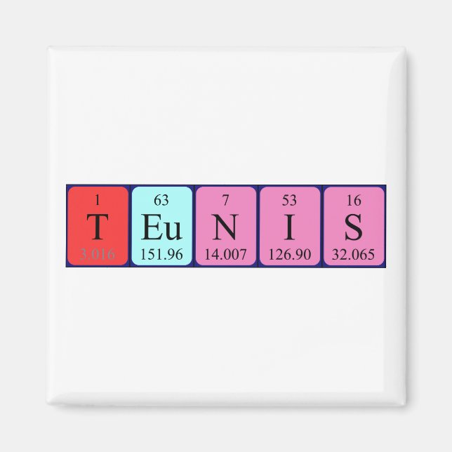 Aimant de nom de table périodique Teunis (Devant)