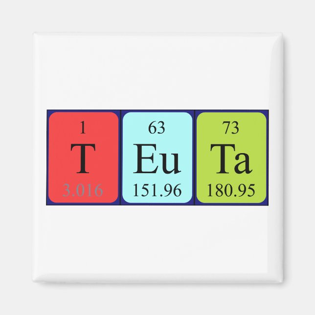 Aimant de nom de table périodique Teuta (Devant)