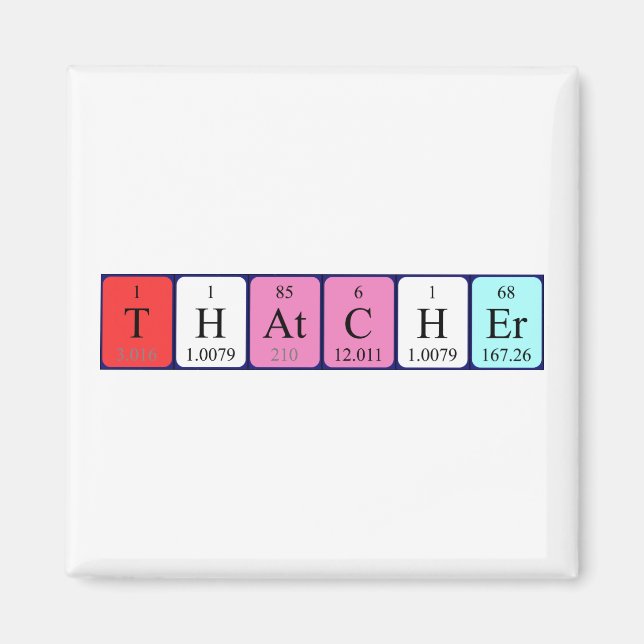 aimant de nom de table périodique Thatcher (Devant)