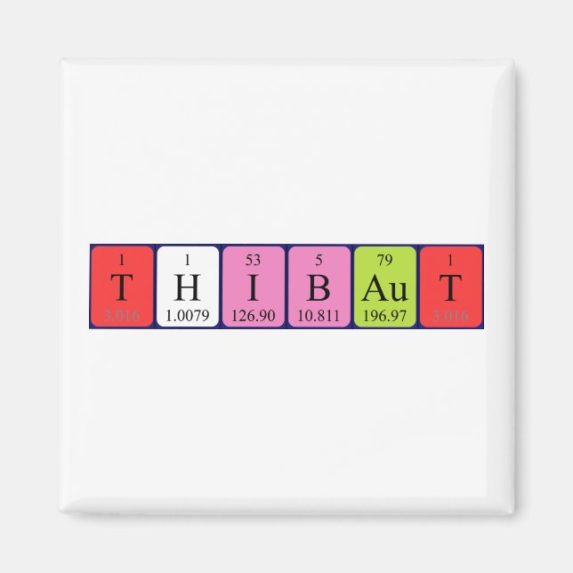 Aimant de nom de table périodique Thibaut (Devant)