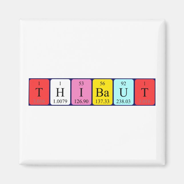 Aimant de nom de table périodique Thibaut (Devant)