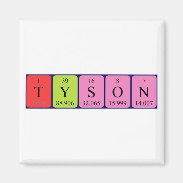 Aimant de nom de table périodique Tyson (Devant)