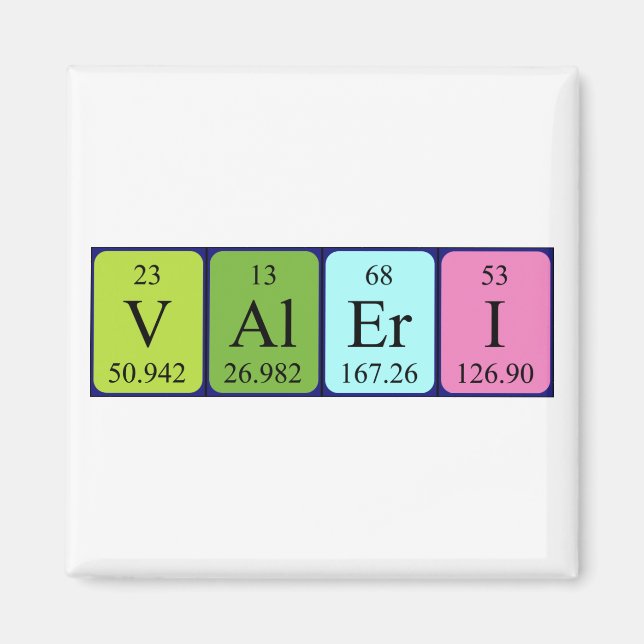 Aimant de nom de table périodique Valeri (Devant)