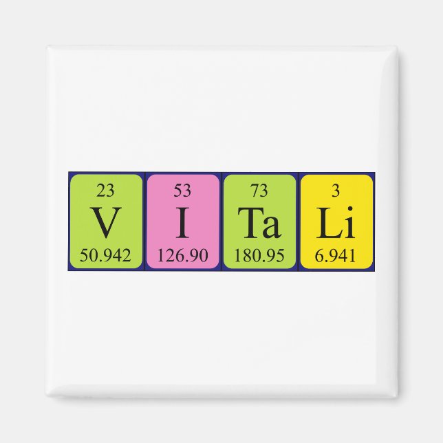 Aimant de nom de table périodique Vitali (Devant)