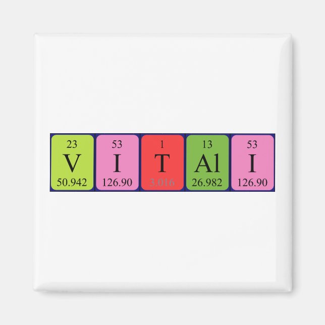 Aimant de nom de table périodique Vitali (Devant)