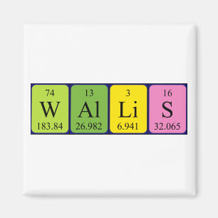 Aimant de nom de table périodique Wallis