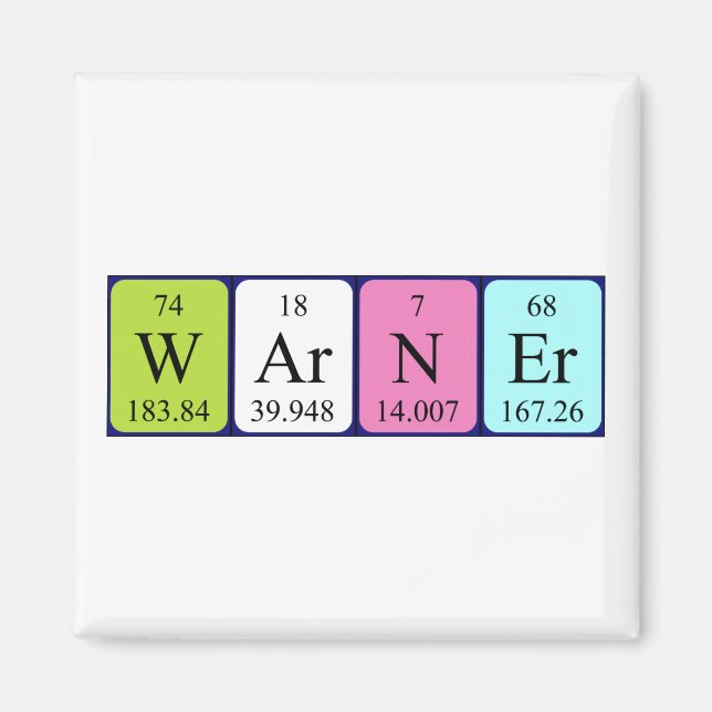 aimant de nom de table périodique Warner (Devant)