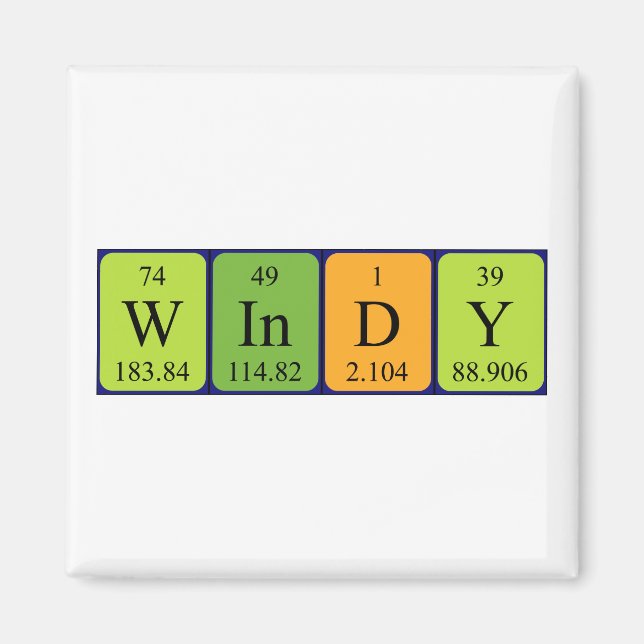aimant de nom de table périodique Windy (Devant)