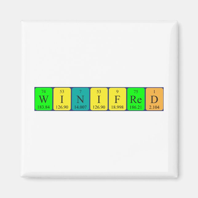 Aimant de nom de table périodique Winifred (Devant)