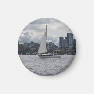 Aimant de paysage urbain de voilier de Seattle