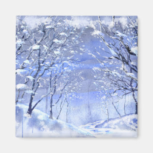 Aimant de peinture de Noël Woods hiver