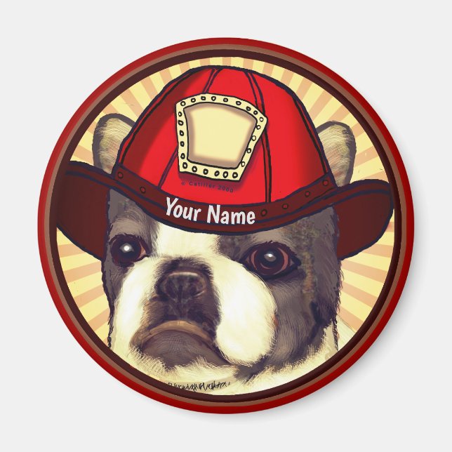 Aimant de pompier Boston Terrier (Devant)