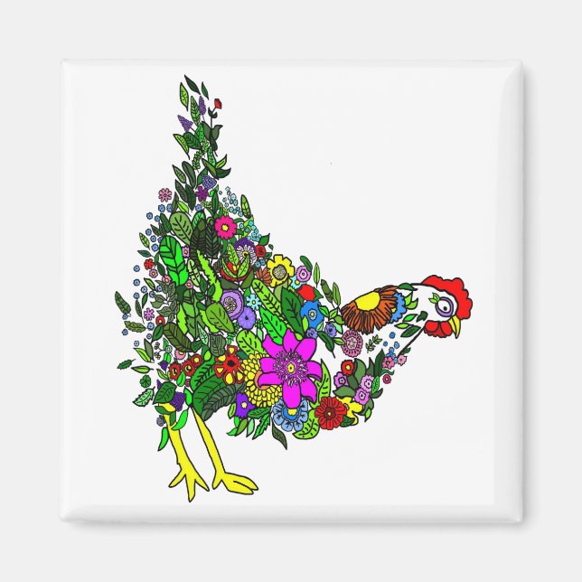 Aimant de poulet à la fleur (Devant)