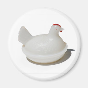 Aimant de poulet en verre antique