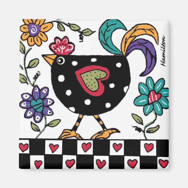 aimant de poulet noir (Devant)