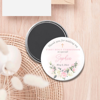 Aimant de première communion rose