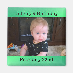 Aimant de rappel d'anniversaire vert personnalisé