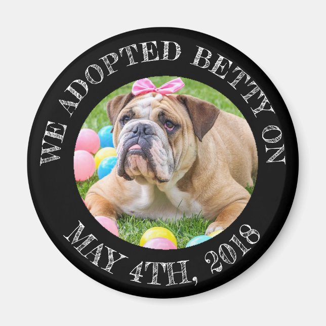 Aimant de rappel personnalisé d'adoption de chien (Devant)