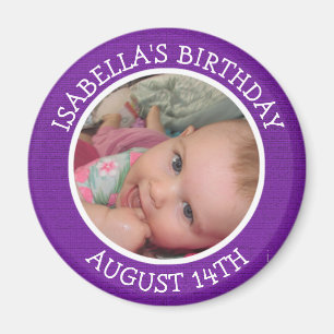 Aimant de rappel personnalisé violet d'anniversair