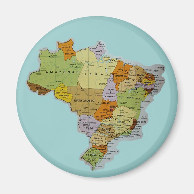 Aimant de réfrigérateur de carte brésilienne (Devant)