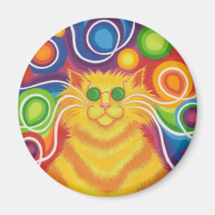 aimant de réfrigérateur de Psy-chat-delic rond