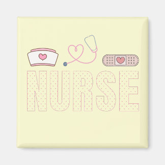 Aimant de soins infirmiers jaune et rose