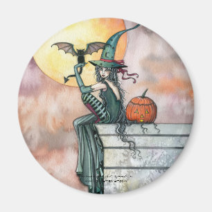 Aimant de sorcière de chat d'Halloween par Molly H