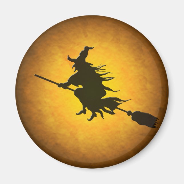 Aimant de sorcière volante d'Halloween (Devant)