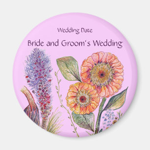 Aimant de souvenir de mariage de bouquet de fleur