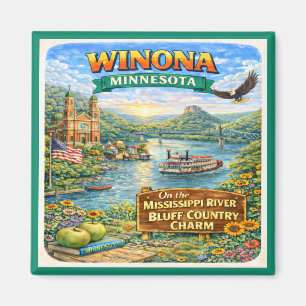 Aimant de souvenir de Winona, MN Minnesota