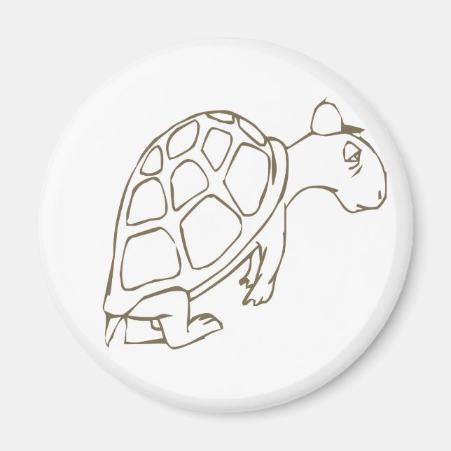 Aimant de tortue caricaturale fatigué et endormi (Devant)