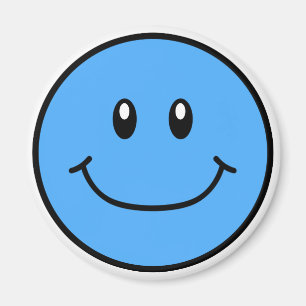 Aimant de visage souriant bleu 0001